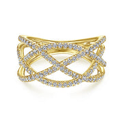 Gabriel & Co. 14k Yellow Gold Layered Diamond Grid Ring - .50cttw