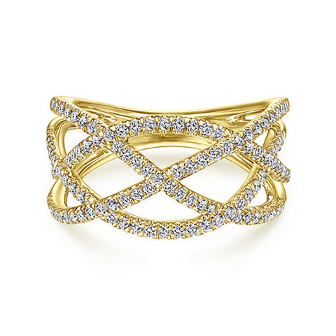 Gabriel & Co. 14k Yellow Gold Layered Diamond Grid Ring - .50cttw