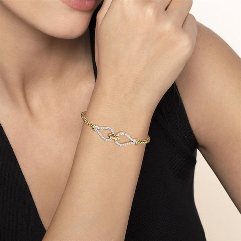 Gabriel & Co. 14k Yellow Gold Bujukan Bead & Diamond Bangle Bracelet -.75cttw