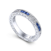 Gabriel & Co. 14k White Gold Diamond and Sapphire Band
