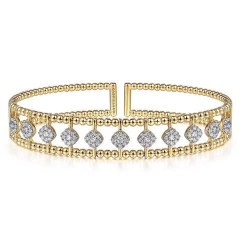 Gabriel & Co. 14k Yellow Gold Bujukan Wide Diamond Bangle Bracelet - .73cttw