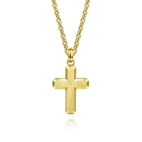 Gabriel & Co. 14K Yellow Gold Brushed Finish Cross Pendant
