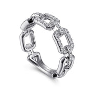 Gabriel & Co. 14k White Gold Pave Diamond Chain Link Ring - .37cttw
