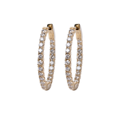 14k Yellow Gold Diamond Oval Hoop Earrings - 1.93cttw