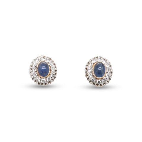 14k Two-tone Sapphire And Diamond Earrings