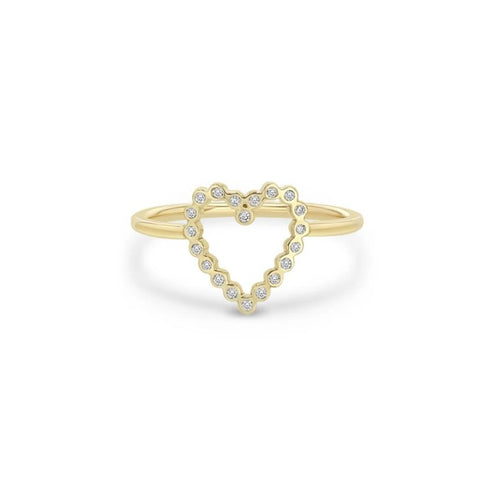 Zoe Chicco 14k Yellow Gold Bezel Set Diamond Open Heart Ring - .10cttw