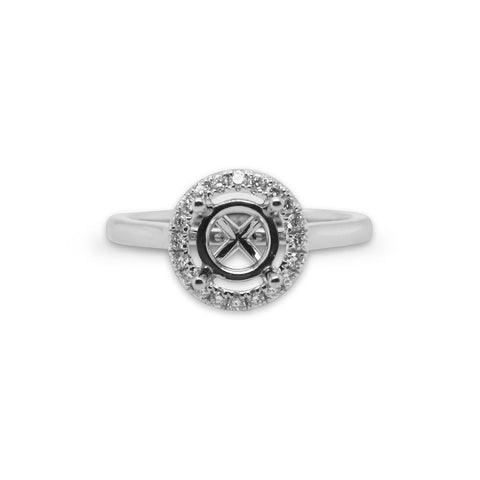 14k White Gold Diamond Semi-Mount Engagement Ring - 0.18cttw