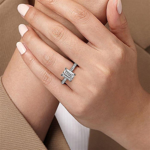 Gabriel & Co. Ivonne - 18K White Gold Emerald Cut Diamond Engagement Setting