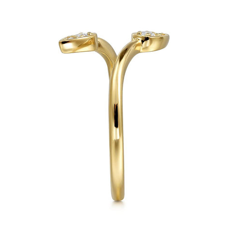 Gabriel & Co 14K Yellow Gold Diamond By-pass Ring