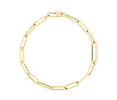 Roberto Coin 18k Yellow Gold Alternating Paperclip Link Chain Bracelet