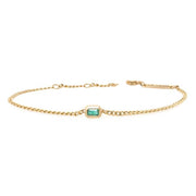 Zoe Chicco 14k Yellow Gold Extra Small Curb Chain Emerald Cut Emerald Bezel Bracelet