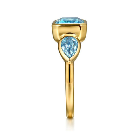 Gabriel & Co. 14k Yellow Gold Bezel Set Blue Topaz Ring - 4.95cttw
