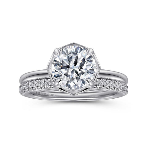 Gabriel & Co Cassi - 14K White Gold Round Diamond Engagement Ring