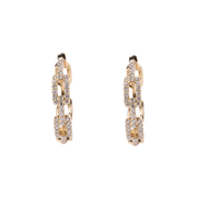 14k Yellow Gold Diamond Chain Link Hoop Earrings - .94cttw