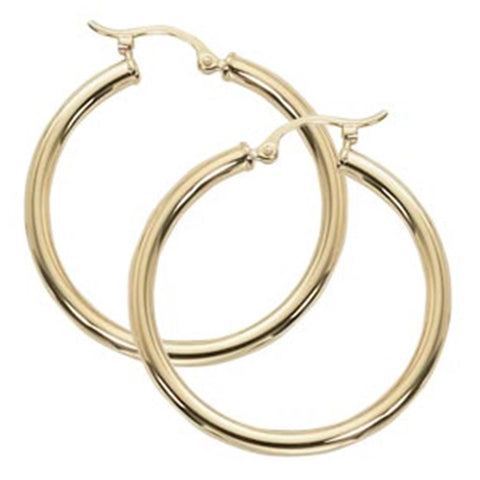 Yellow Gold 2.5x30mm Tube Hoops