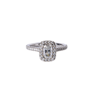 14k White Gold Cushion Cut & Halo Diamond Engagement Ring - .81cttw
