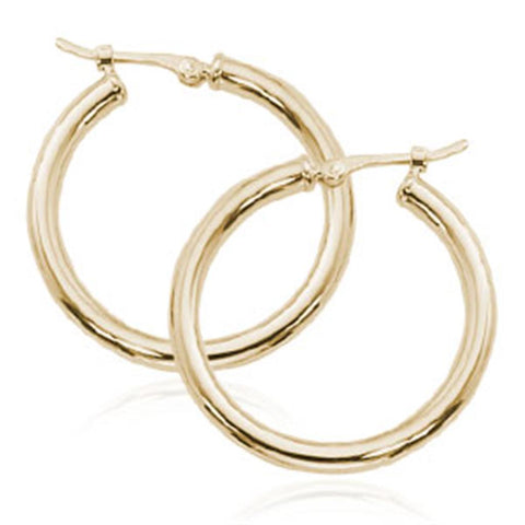 Yellow Gold 2.5x25mm Hoop Earrings