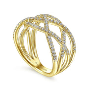 Gabriel & Co. 14k Yellow Gold Layered Diamond Grid Ring - .50cttw