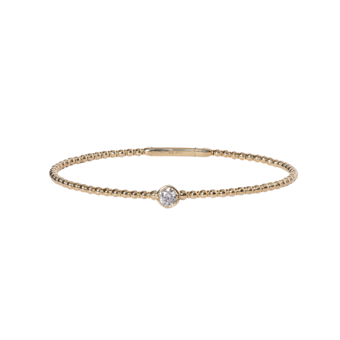 14k Yellow Gold Bezel Set Diamond Station Bangle Bracelet - .35cttw