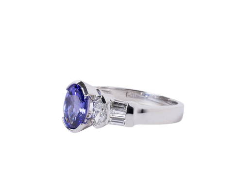 14k White Gold 1.92ct Tanzanite and Diamond Ring