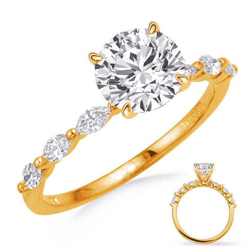 14K Two-Tone Diamond Marquise Engagement Ring