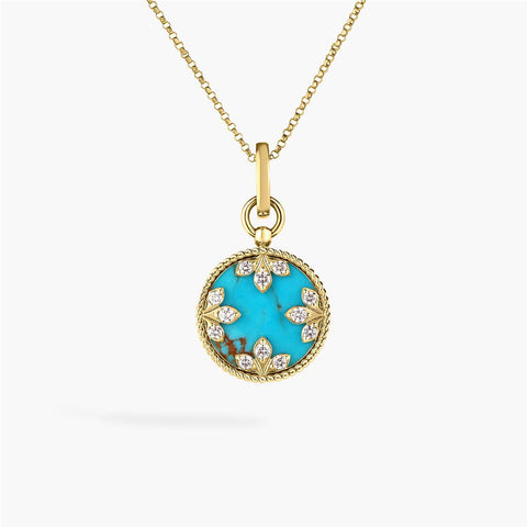 Roberto Coin 18k Yellow Gold Venetian Princess Carnevale Turquoise & Diamond Necklace