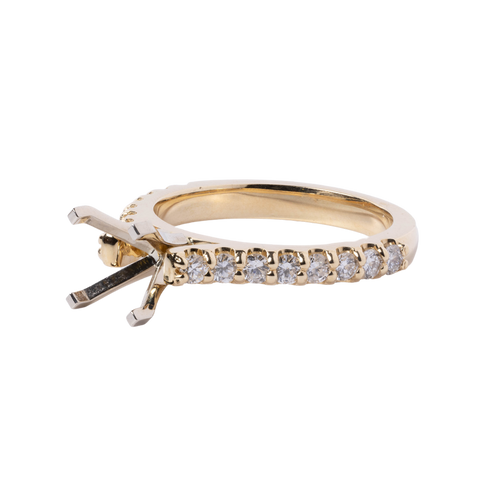 14k Yellow Gold Prong Set Diamond Engagement Ring Moutning - .56cttw
