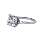 Platinum 5.03ct Radiant & Tapered Baguette Three-Stone Diamond Engagement Ring