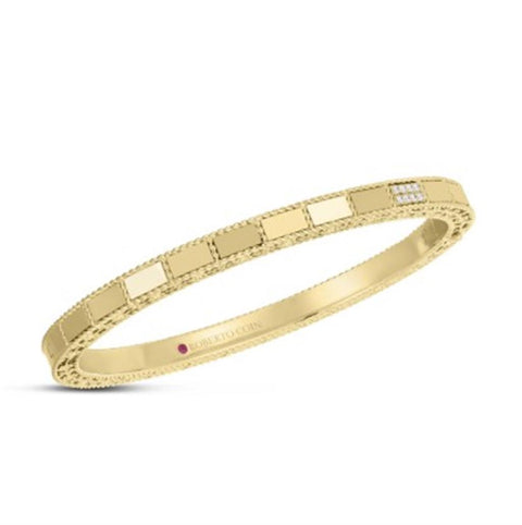 Roberto Coin 18k Yellow Gold Mosaic Diamond Accent Bangle Bracelet - .05cttw