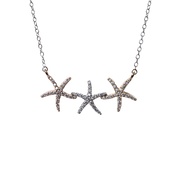 Tri-Color Diamond Starfish Necklace -.40cttw