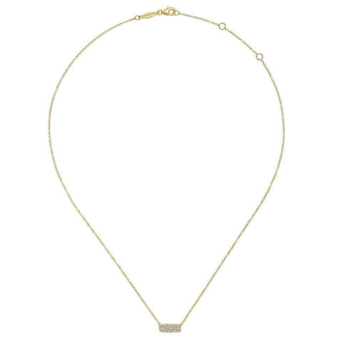Gabriel & Co. 14k Yellow Gold Ractangle Diamond Pendant Necklace - .18cttw