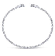 Gabriel & Co. 14k White Gold Bujukan Diamond Quatrefoil Beaded Cuff Bracelet - .39cttw