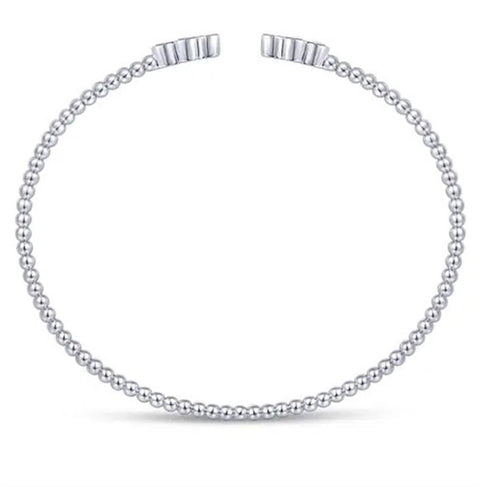 Gabriel & Co. 14k White Gold Bujukan Diamond Quatrefoil Beaded Cuff Bracelet - .39cttw