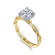 Gabriel & Co Emersin - 14K White-Yellow Gold Twisted Round Diamond Engagement Ring