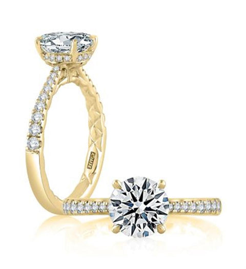 14k Yellow Gold Graduated Diamond Engagement Ring Mounting