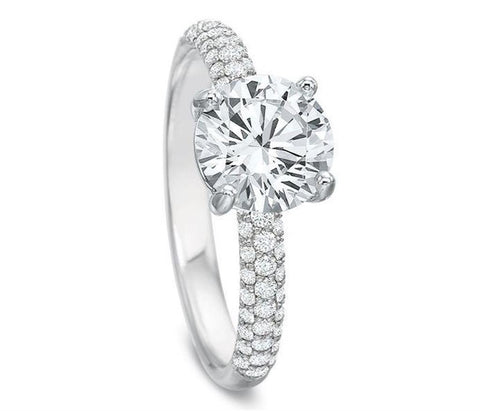 18k White Gold Modern Classics 3 Row Pave Diamond Engagement Ring Mounting