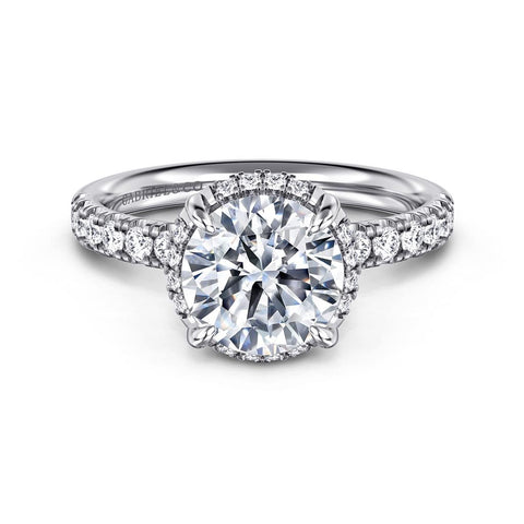 Gabriel & Co. Talisa -14K White Gold Round Hidden Halo Diamond Engagement Ring