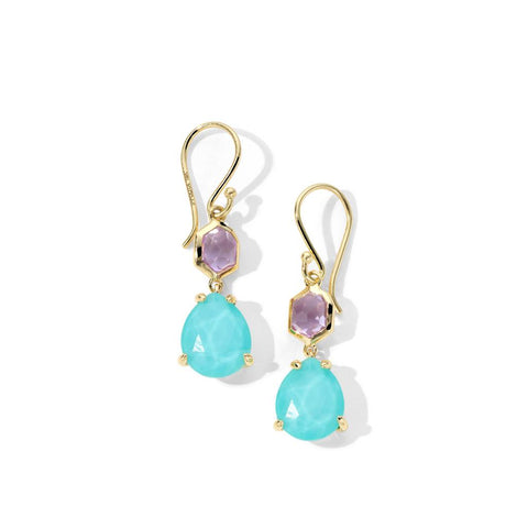 Ippolita Rock Candy Small Snowman Amethyst and Turquoise Earrings in 18K Gold