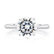 14k White Gold Round Solitaire with Hidden Halo Engagement Ring Mounting
