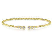 Gabriel & Co 14k Yellow Gold Bujukan Bezel Set Diamond Cuff Bracelet - .24cttw