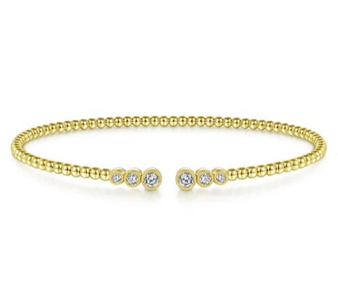 Gabriel & Co 14k Yellow Gold Bujukan Bezel Set Diamond Cuff Bracelet - .24cttw