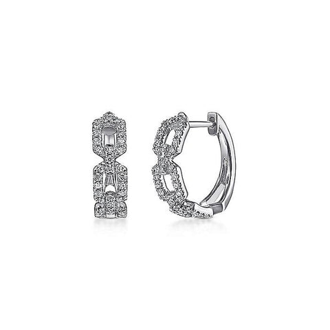 Gabriel & Co. 14K White Gold Layered Diamond Huggie Hoop Earrings
