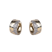 14k Yellow Gold Scattered Diamond Huggie Hoop Earrings - .74cttw