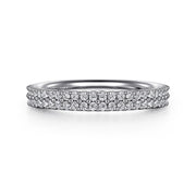 14K White Gold Double Row Diamond Band - .32cttw