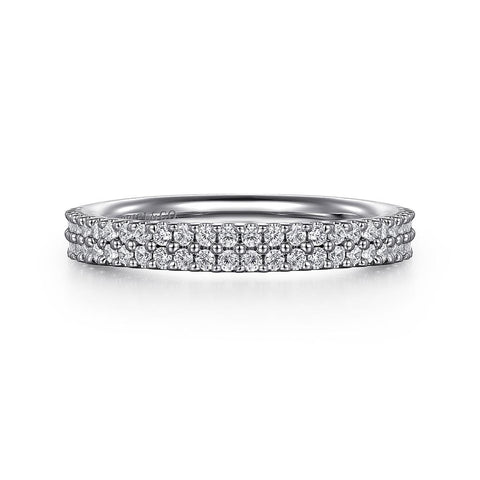 14K White Gold Double Row Diamond Band - .32cttw