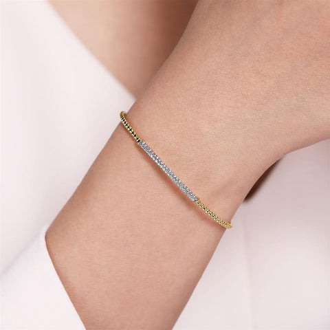 Gabriel & Co. 14k Yellow Gold Diamond Bar Bujukan Bracelet - .35cttw