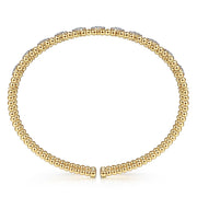 Gabriel & Co. 14k Yellow Gold Bujukan Wide Diamond Bangle Bracelet - .73cttw