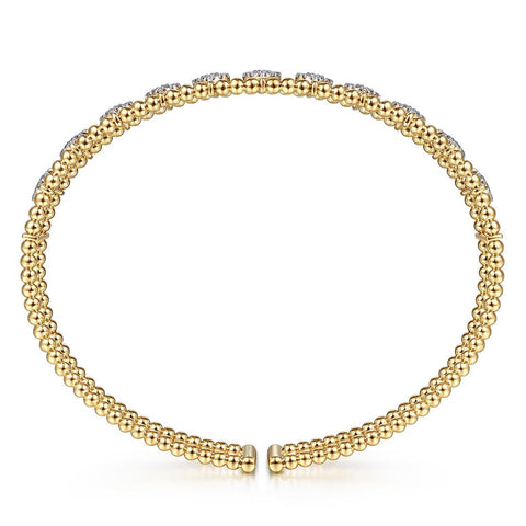 Gabriel & Co. 14k Yellow Gold Bujukan Wide Diamond Bangle Bracelet - .73cttw