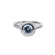 14k White Gold Aquamarine & Diamond Halo Ring
