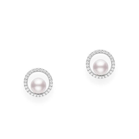 Mikimoto Classic Circle Akoya Cultured Pearl Earring with Diamonds
